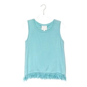 Sail to Sable Knit Fringed Sleeveless Sweater Size Small Aqua New NWT **w/FLAW